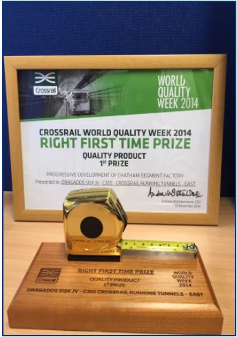 Right First Time Prize' at the Crossrail World Quality Week